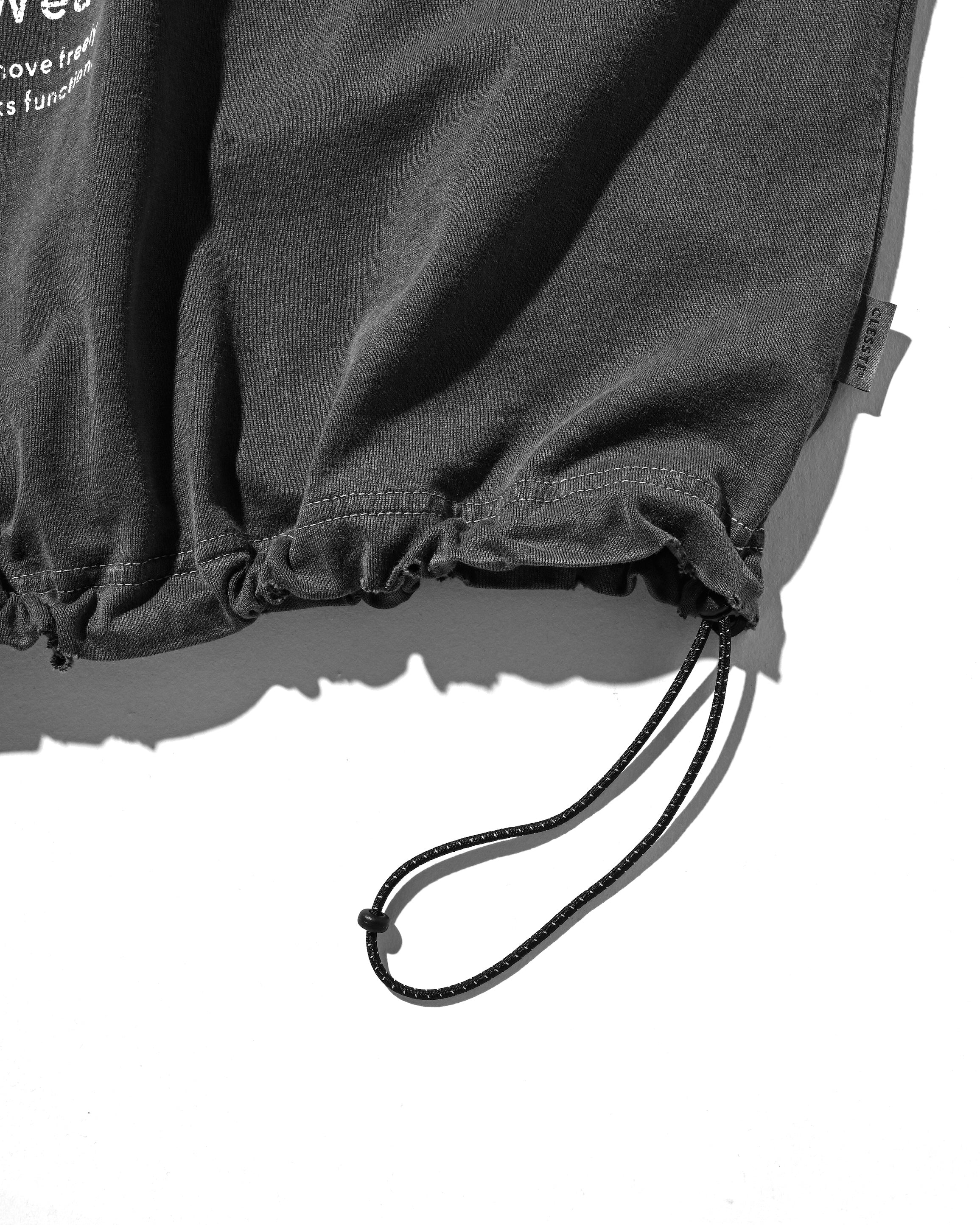 CLESSTE "CLESSTE BOY" PIGMENT DYED S/S T-SHIRT WITH DRAWSTRINGS