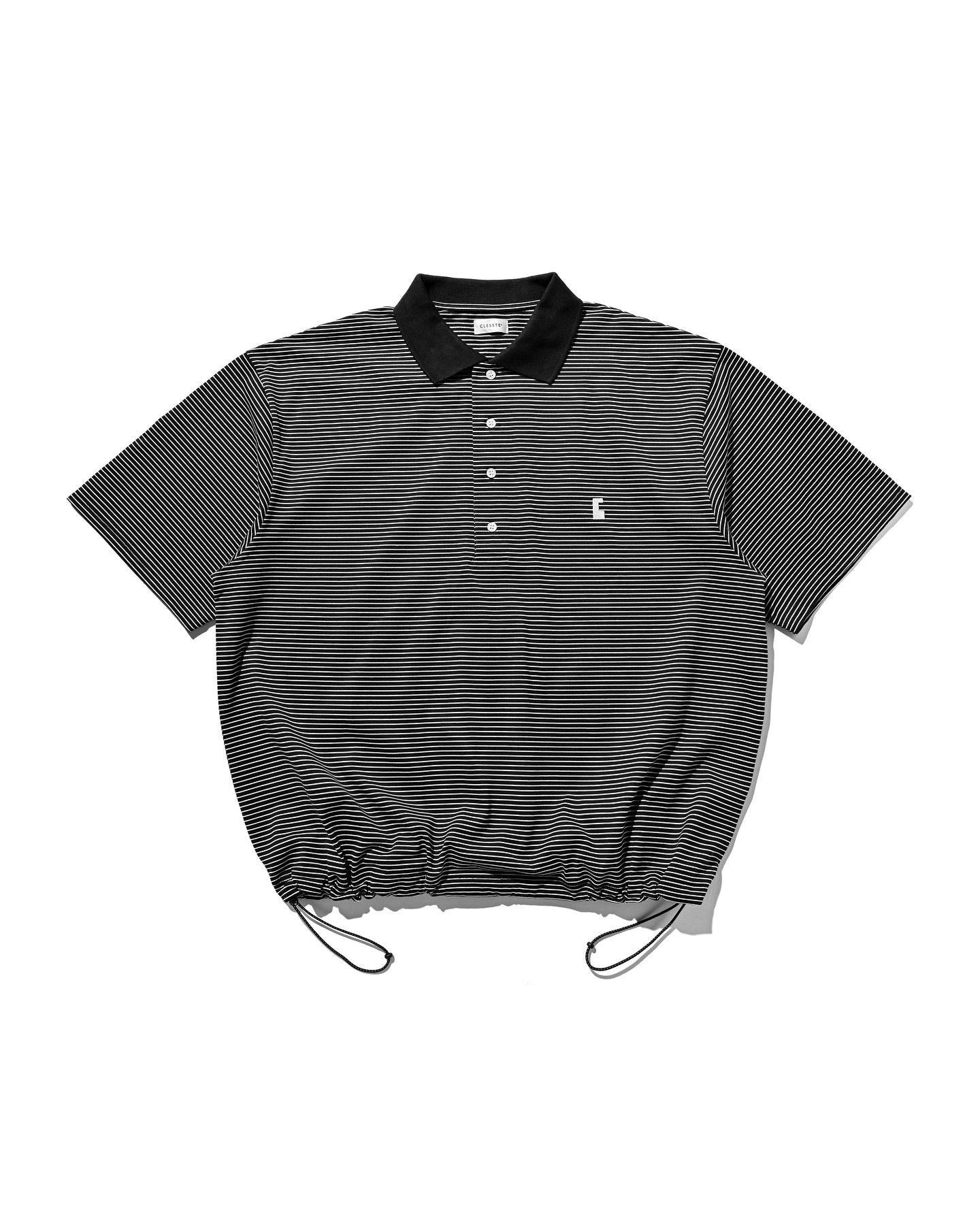 CLESSTE EMBROIDERY LOGO STRIPED S/S POLO WITH DRAWSTRINGS
