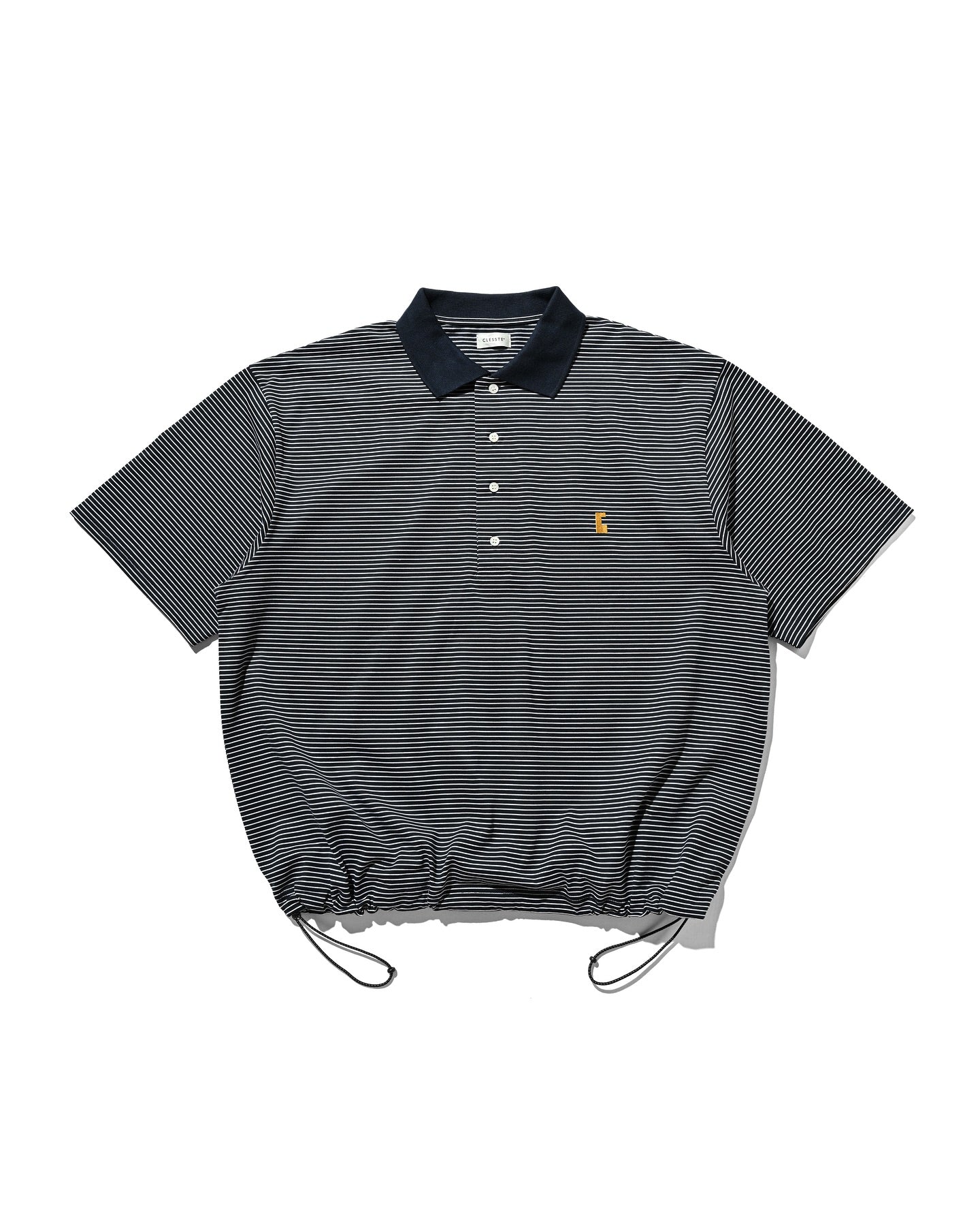 CLESSTE EMBROIDERY LOGO STRIPED S/S POLO WITH DRAWSTRINGS
