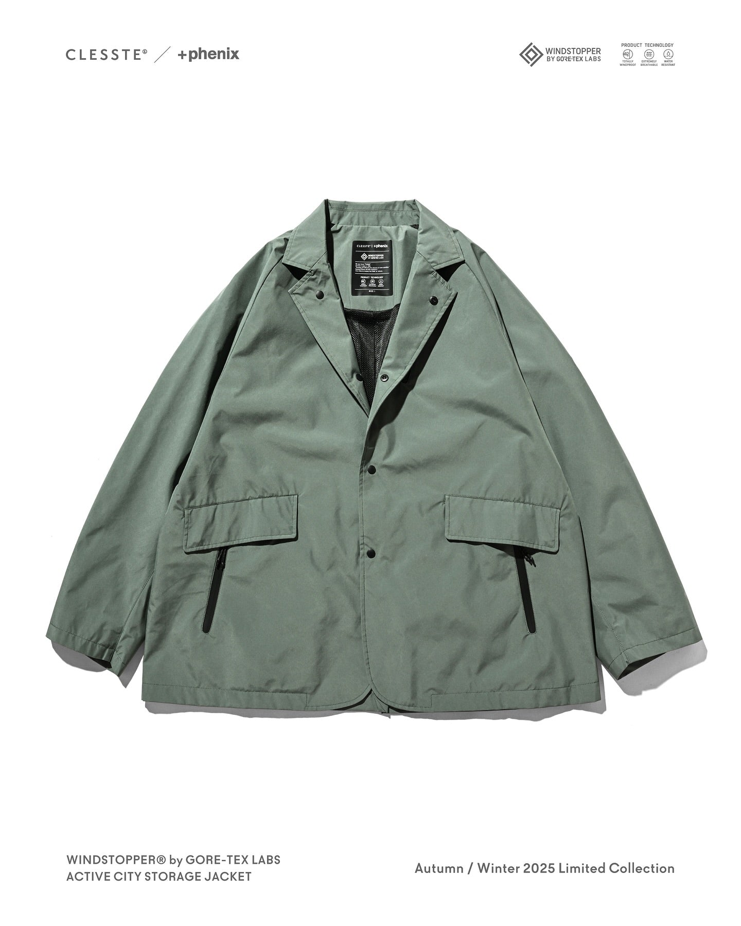 CLESSTE +phenix WINDSTOPPER® by GORE-TEX LABS ACTIVE CITY STORAGE JACKET